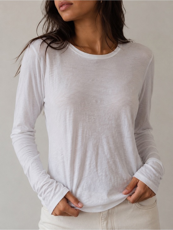Michael Stars Tops - NWT O/S Michael Stars White Long-Sleeve Crewneck Tee